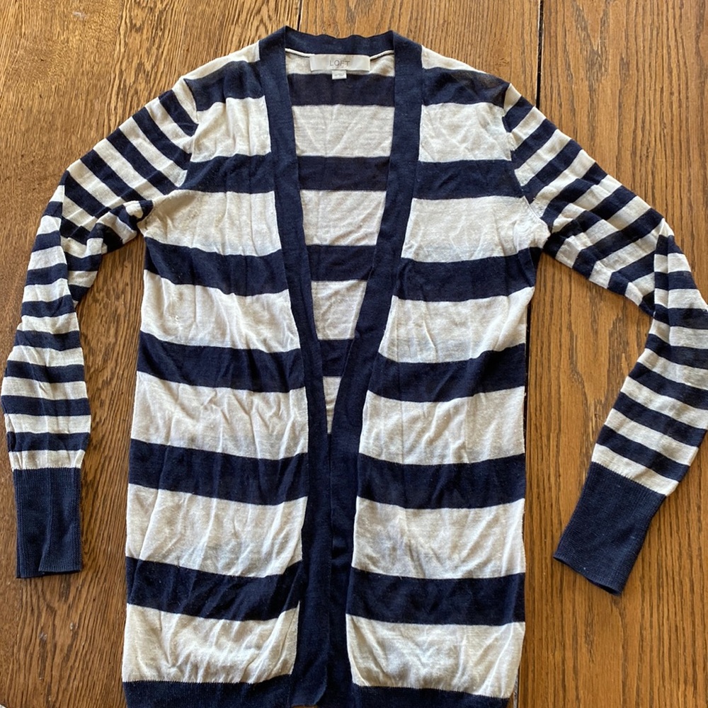 Striped Ann Taylor Loft Cardigan - XS